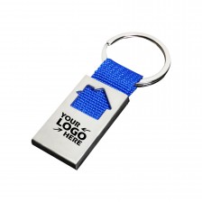 House Shaped Metal Keyring with Webbing